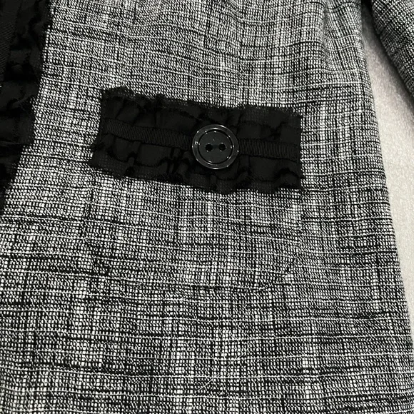 [US M]Frenz Chic Gray and Black Linen Blend Tweed Lace Jacket Hook Eye VTG - Picture 2 of 10